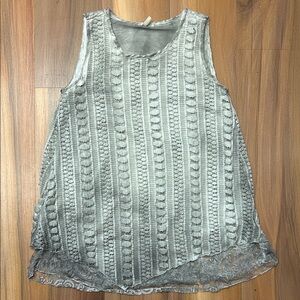 Ultra Pink Silver Lace Hem Tank Top